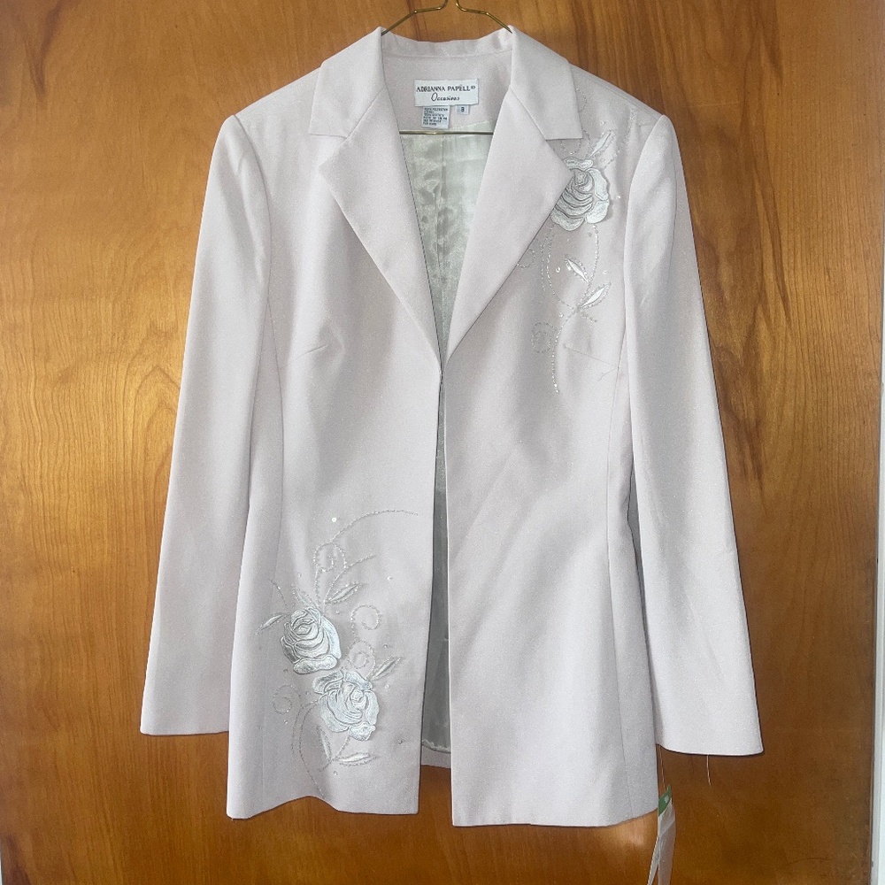NWT Adrianna Papell Embroidered Wedding Reception Church Christmas Blazer Jacket